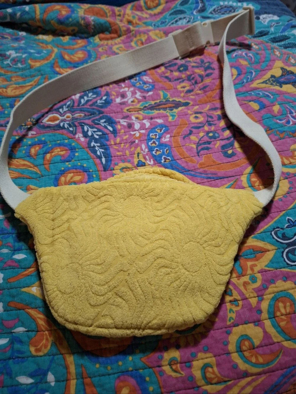 Yellow Terry Textured Quilted Waist Bag by